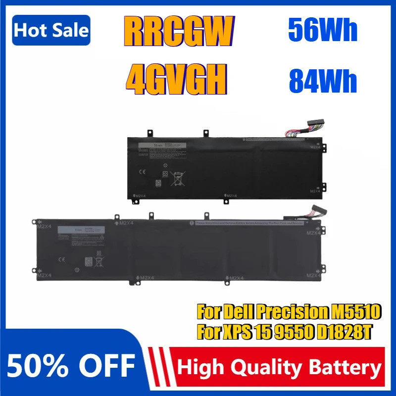 ใหม่ RRCGW 4GVGH แบตเตอรี่แล็ปท็อปสําหรับ Dell Precision M5510 สําหรับ XPS 15 9550 D1828T M7R96 62MJ