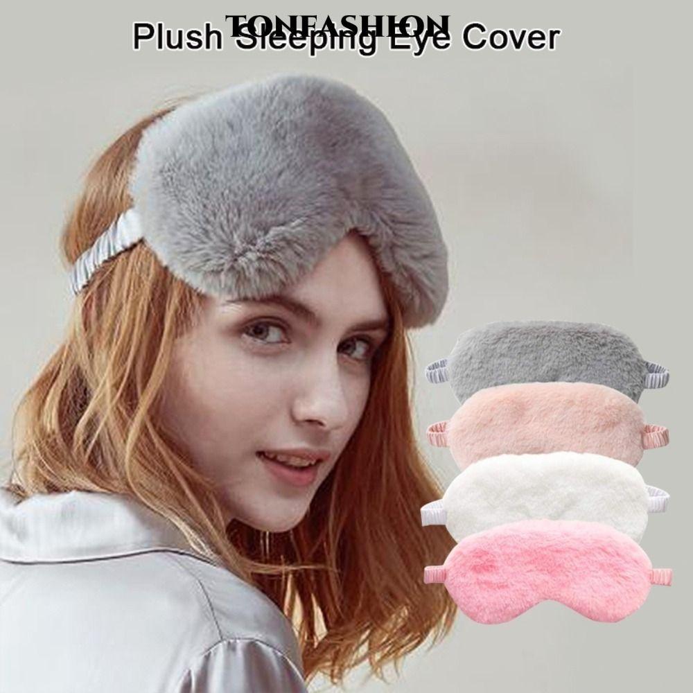 TONFASHION Cloud Eye Cover, Faux Rabbit Fur Soft Sleeping, Breathable Plush Cute Sleeping Blindfold