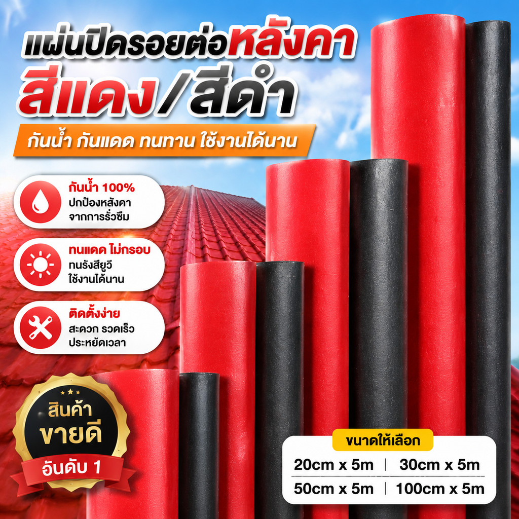 PVC แผ่นกันซึม เทปกาวกันน้ำ เทปกาวติดท่อ ยาว5m หลังคารั่ว ฉนวนกันความร้อน ฉนวนลดเสียง มีกาวในตัว แก้ทุกปัญหาหลังคา
