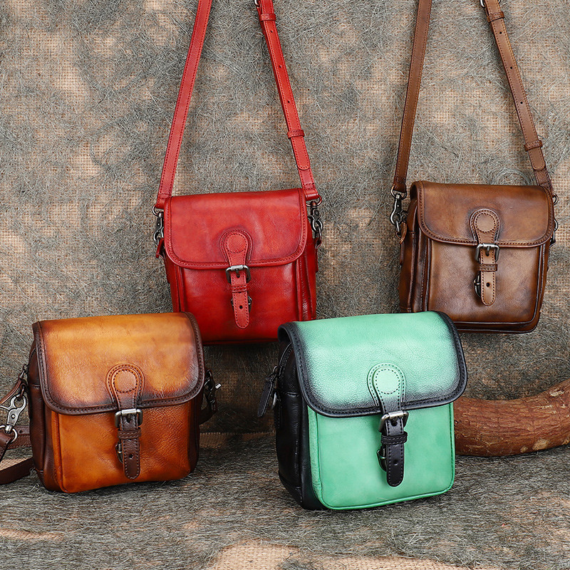Fatis Retro Original กระเป๋าหนังแท้ Simple Messenger กระเป๋าสุภาพสตรี First Layer Cowhide กระเป๋าสะพ