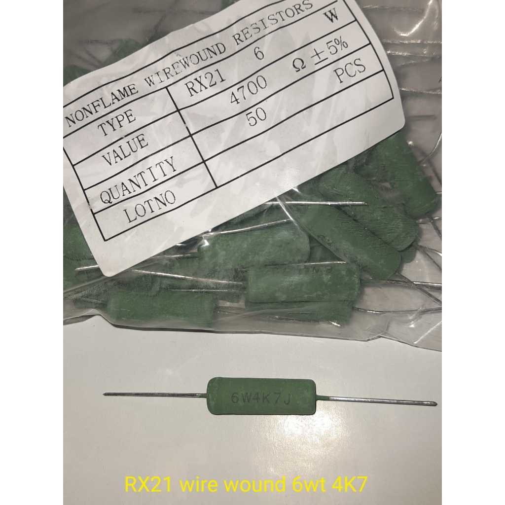 WIREWOUND RESISTOR RX-21 6W 4K7, 5K6, 6k8, 10K