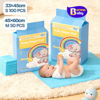 Berma Baby แผ่นรองซับฉี่ แผ่นรองซับสำหรับเด็ก ป้องกันการรั่วซึม ที่นอนเด็กแรกเกิด 100 ชิ้น/1 ห่อ