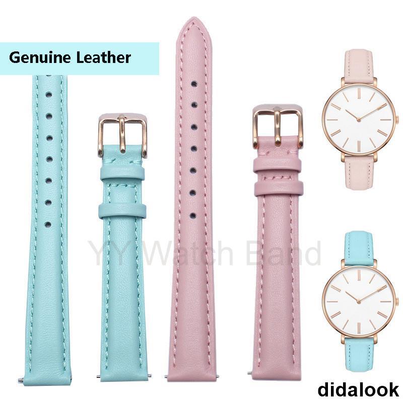Dida 12/14/16/21/22 มม.สายนาฬิกาผู้ชายและผู้หญิงนาฬิกาหนังแท้สร้อยข้อมือสําหรับ Fossil สําหรับ DW หน