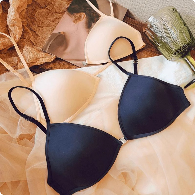 👙บราติดหน้าแบบหน้า ดีไซน์ไร้รอยต่อ ดันทรงยกอก บราไม่มีโครง ทรงสามเหลี่ยม ใส่แบบคล้องคอได้ ใส่โชว์หลังได้