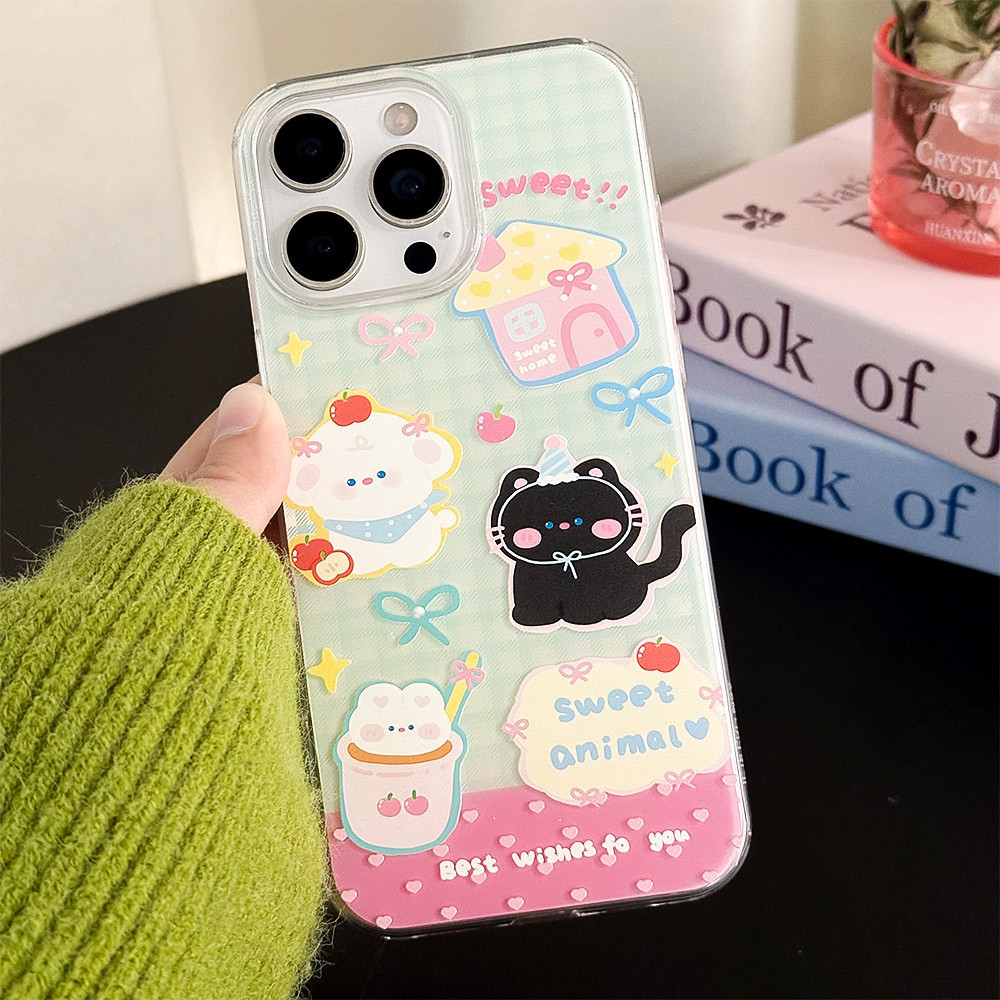 Sweet Home สัตว์รูปแบบ Double Layer IMD สําหรับ IPhone 17 11 13 14 15 16 12 Pro Max 17 Pro Max Soft 