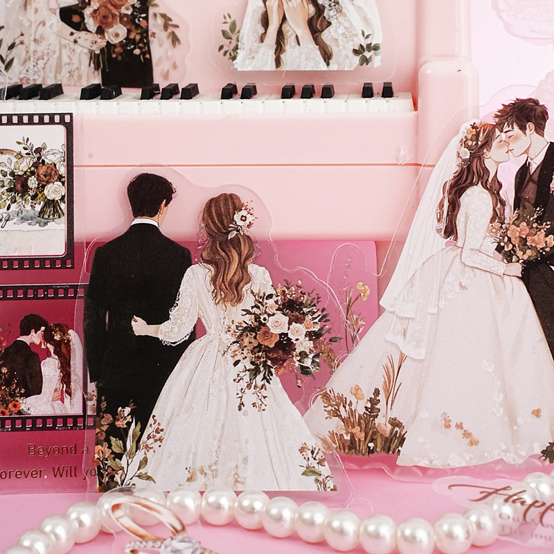 นาย กระดาษ15ชิ้น/ถุงคู่โรแมนติกรูปแบบรูปมือหนังสือสติกเกอร์ ทําเอง การ์ดอวยพรรักไดอารี่อัลบั้มรูปถ้วย สมุดบันทึก สติกเกอร์ตกแ