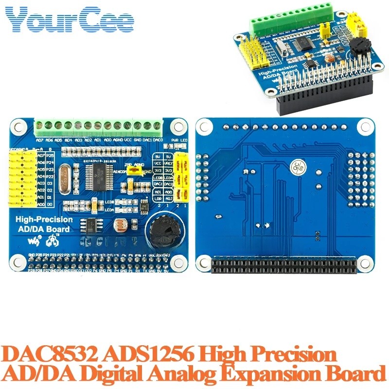 ความแม่นยําสูง AD/DA ดิจิตอล Analog บอร์ดโมดูล DAC8532 ADS1256 สําหรับ Raspberry Pi Expansion Develo