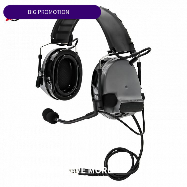 [S-YYY] ซิลิโคนรุ่นสูง Comtac-III/C3 Noise Cancelling Pickup ชุดหูฟังยุทธวิธี GY ที่คาดผมสีเทาที่ถอด