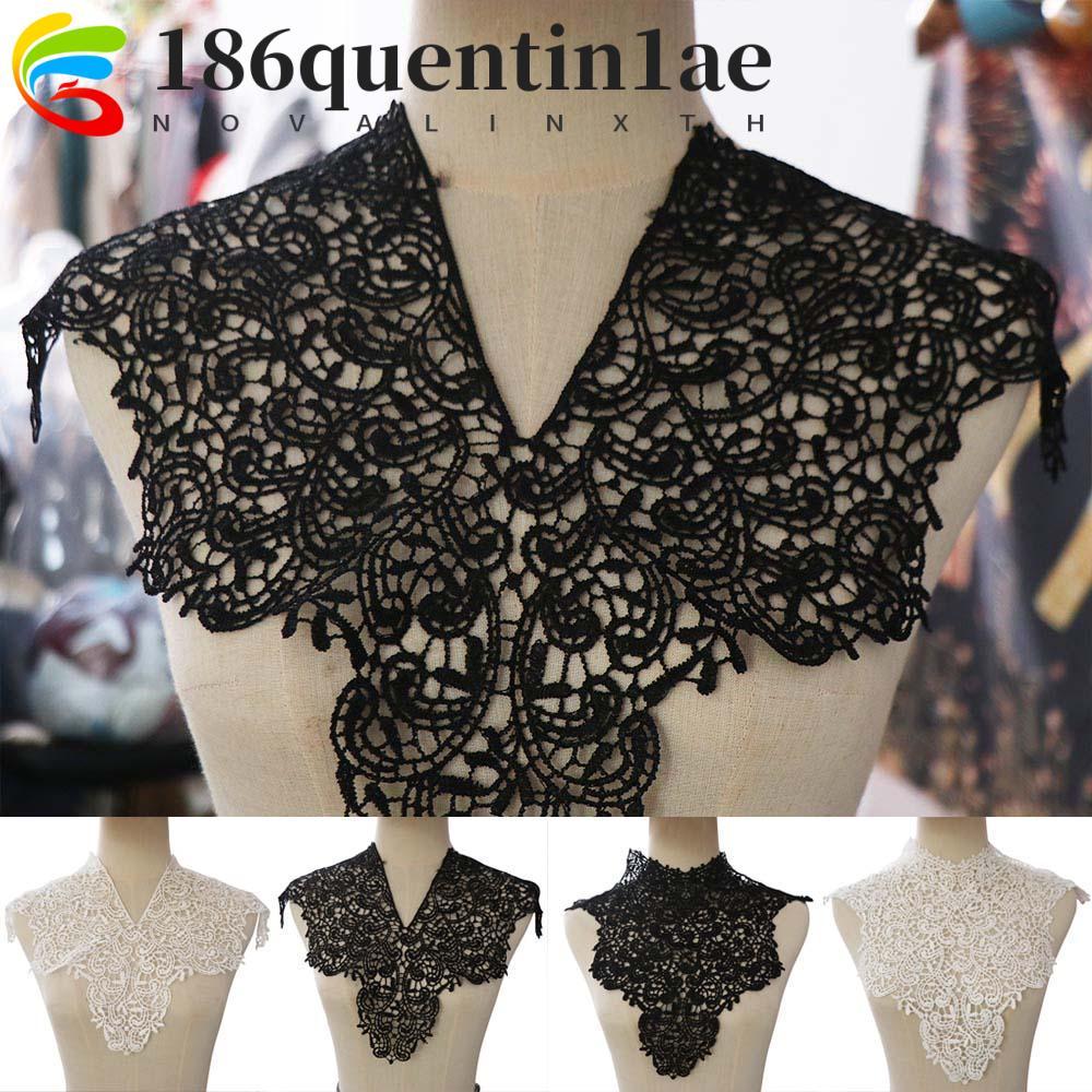 QUENTIN1AE ลูกไม้คอ,ผ้าปัก Hollow Hollow คอ,ประณีตที่ถอดออกได้ Collarband ผู้หญิง Neckline เย็บ