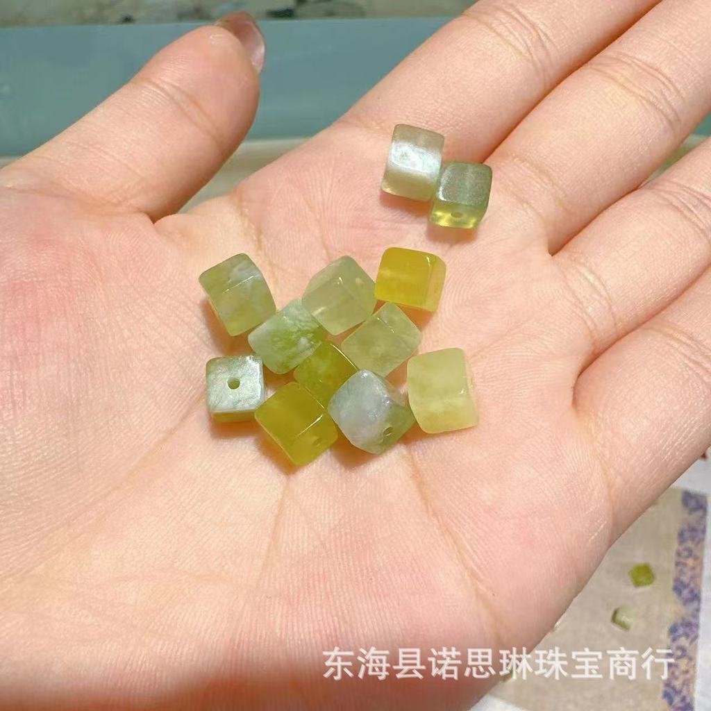 New Boutique หมวกนมสีเขียวก้อนขนาดเล็กน้ําตาลหมวกนมสีเขียวรอบลูกปัดอุปกรณ์เสริม Handmade DIY สร้อยข้