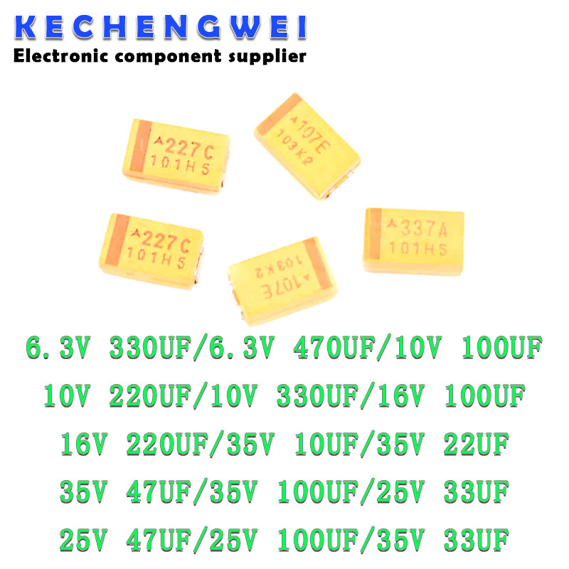 10PCS 6V 6.3V 10V 16V 25V 35V 50V 10UF 22UF 33UF 47UF 100UF 220UF 330UF 470UF D Type SMD Tantalum Ca