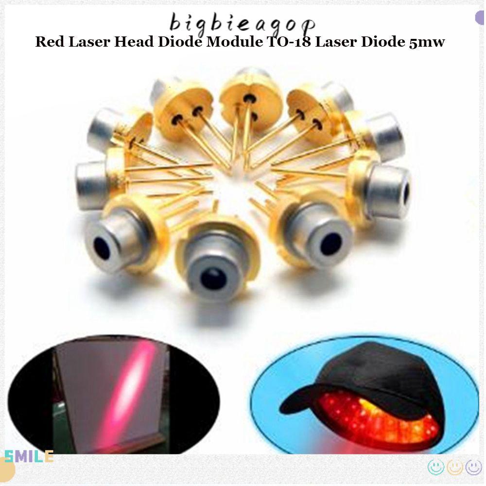 BIGBAEAKOP 1/2/5/10 ชิ้นหัวเลเซอร์สีแดง 5MW คุณภาพสูง 5mw TO-18 ไดโอดเลเซอร์