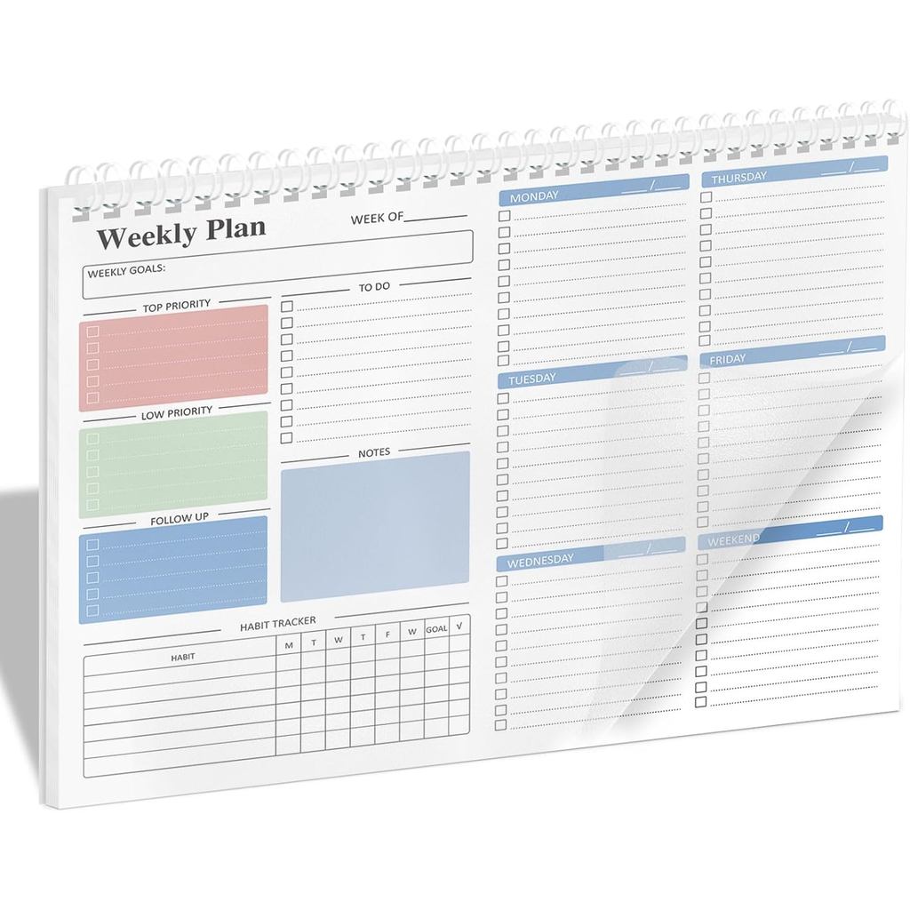 Ymumuda Weekly To Do List Notepad - Daily To Do List Undated 52 - Week Sheets, 8.5x11" Notebook, Hab