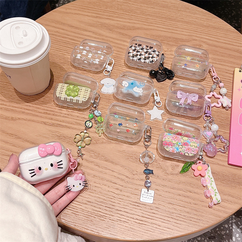 เหมาะสําหรับ Airpods 4 Pro 3 2 เคส Case หูฟังเคสป้องกัน เชอร์รี่ ดารา ดอกไม้ ลายผีเสื้อ