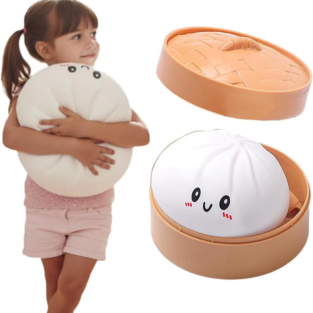 ของเล่นสกุชชี่ เปา บุญ น่ารัก, หมอนตุ๊กตาคลายเครียดที่เพิ่มขึ้นช้า, การออกแบบซาลาเปานึ่งที่สมจริงพร้อมหวดไม้ไผ่