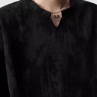 MNO.9 Henley Shirt DX22 เสื้อยืด Oversize แขนสั้น ผ้าร่อง คอHenley เสื้อยืดชาย เสื้อยืดแขนสั้น สไตล์วินเทจ Fashion Men