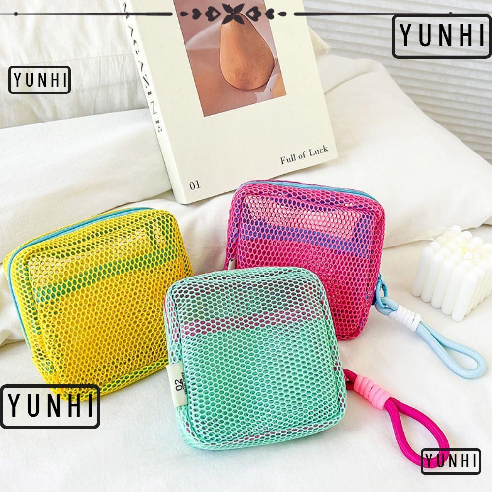 YUNHI Storage Bag กระเป๋าเครื่องสําอางสี Dopamine ความจุขนาดใหญ่ มีหูหิ้ว กระเป๋าใส่อุปกรณ์อาบน้ํา