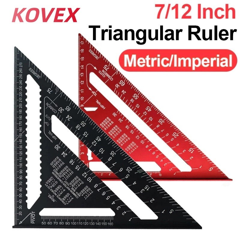 PrimeMetalKit ฉากสามเหลี่ยมอลูมิเนียม ขนาด 7 นิ้วและ ไม้โปรแทรกเตอร์ สามเหลี่ยมเมตริก เครื่องมือวัดความแม่นยำ