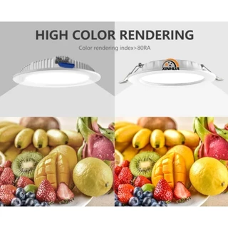 CANMEIJIA 3 สี ไฟดาวน์ไลท์ 2.5/3.5/4/6'' ดาวน์ไลท์ LED โคมไฟเพดาน ไฟled 6/9/12/18W แบบบาง หลอดไฟ กลม ไฟฝังฝ้า