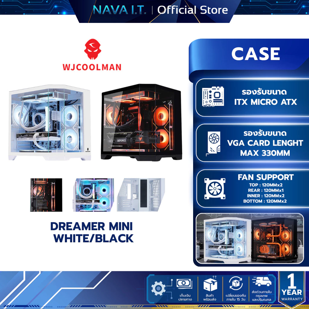 CASE เคส WJCOOLMAN DREAMER MINI PANORAMA M-ATX/ITX NO FAN