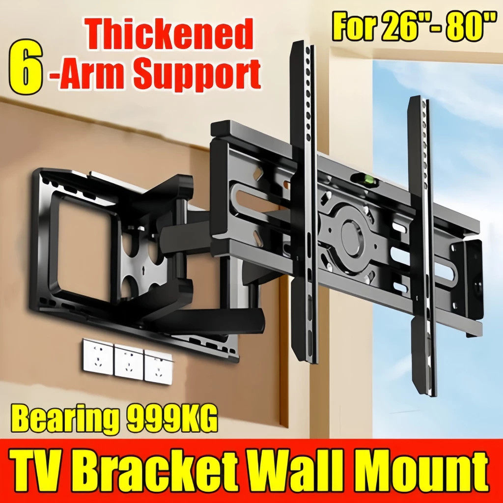 Universal ปรับวงเล็บทีวี 26-85in Multi-angle หมุน Full Motion ขยาย Wall Mount ผู้ถือทีวี Pendirian T