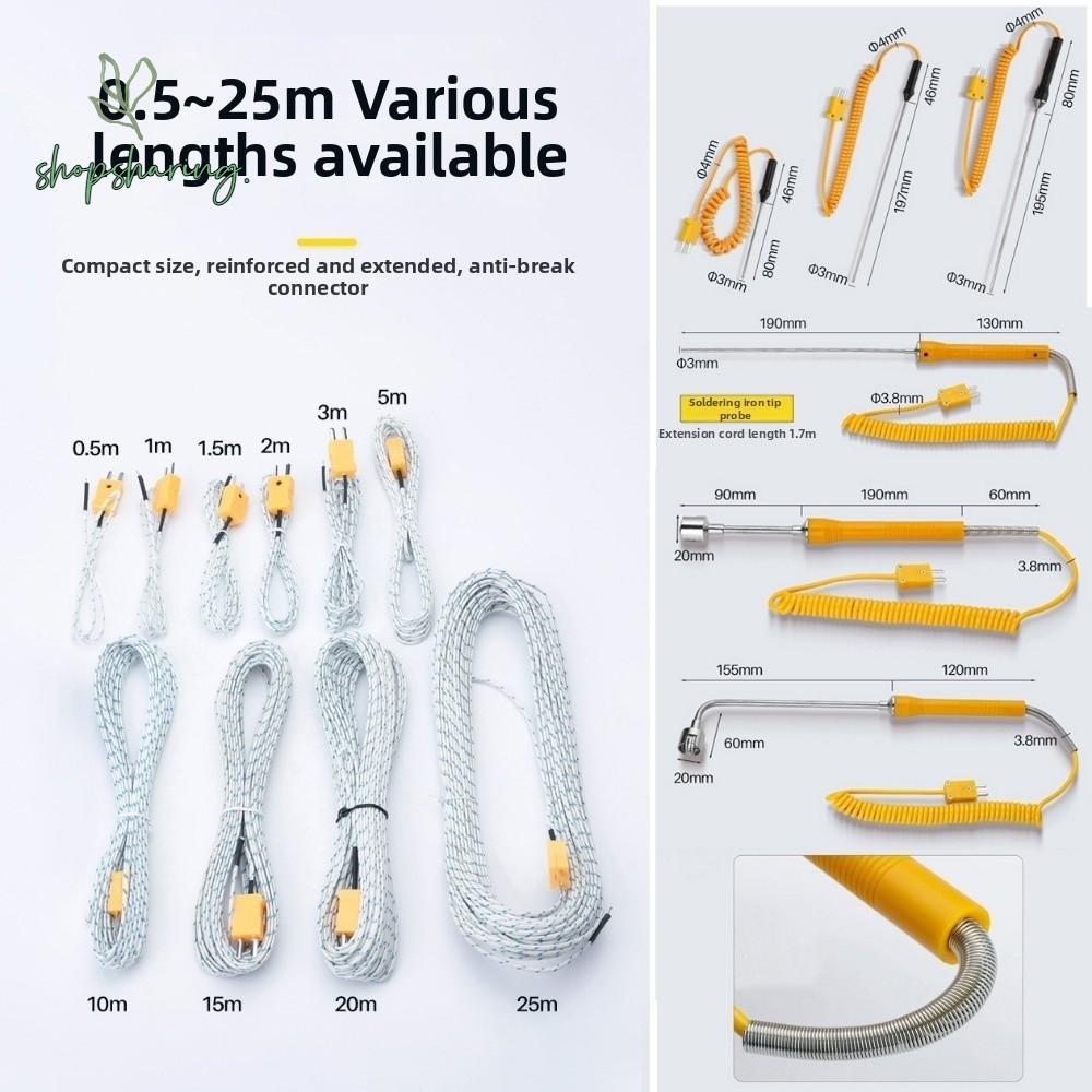 SHOPSHARING K-type TP-01 เทอร์โมเซนเซอร์ โพรบ -50~500° Immersion Mini ยาวลวดอุณหภูมิ Test,คุณภาพสูง TM-902C 1.7M TES-1310 พื้นผิวอุณหภูมิ Sensor สําหรับ TM-902C