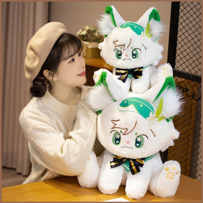 SY2 Genshin Impact Venti แมวตุ๊กตาตุ๊กตาของขวัญสําหรับหญิงโยนหมอนตกแต่งบ้าน Barbatos แมวตุ๊กตาของเล่