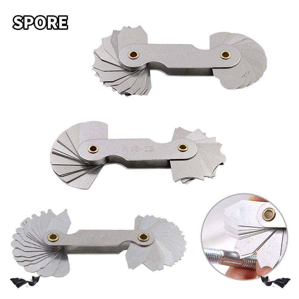 SPORE 16 ชิ้น/เซ็ต Radius Gauge Radius Fillet Gauge วัด Gage สแตนเลสตัวอย่าง R Gauge