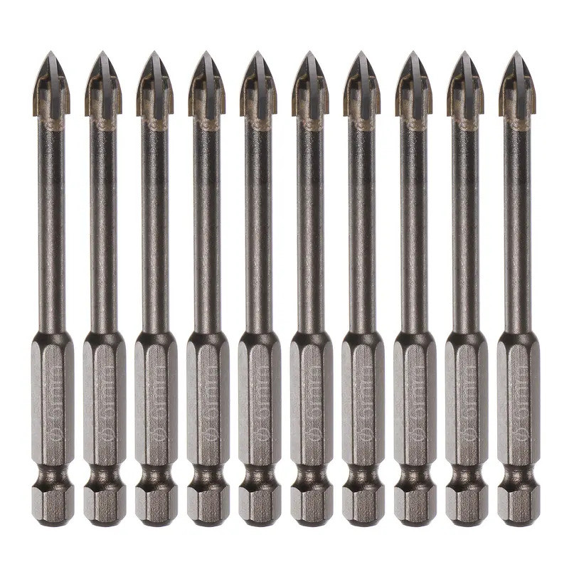 10pcs 3mm 4mm 5mm 6mm 7mm 8mm Titanium Masonry Drill Bit Triangle Drill Bit With Hex Shank