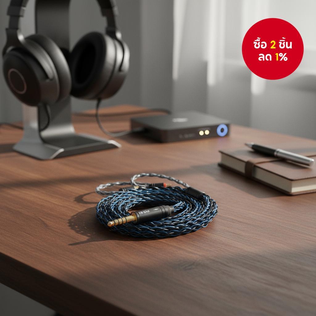 สายเคเบิลเปลี่ยน KBEAR ST12 8 Core 4N OFC ชุบเงิน MMCX/2PIN/QDC สําหรับหูฟังอินเอียร์และหูฟัง HiFi