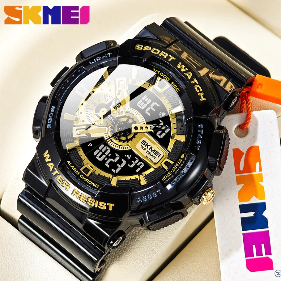 SKMEI สมี 1688 กีฬานาฬิกาดิจิตอลสําหรับผู้ชายกันกระแทกกันน้ําจอแสดงผลคู่ผู้ชายนาฬิกาข้อมือปลุก