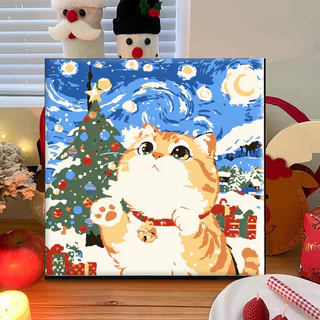 ระบายสีตามเลข ภาพวาดสีน้ำมัน ขนาด 20×20 CM ของขวัญ DIYทะเลดอกไม้ฝึกสมาธิ ตกแต่งผนัง