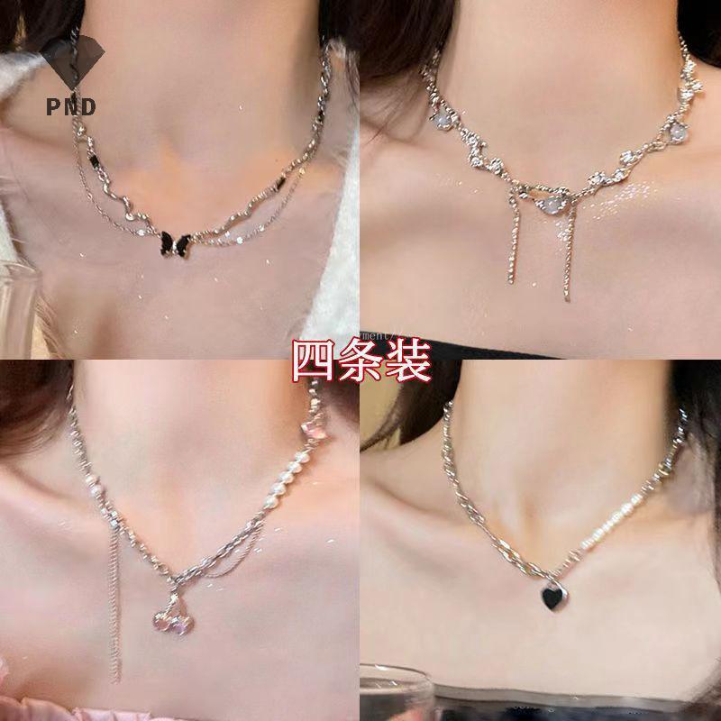 PND หวานไม่สม่ําเสมอ Minimalist อารมณ์ Pearl คอ sel Choker สร้อยคอผู้หญิงครบรอบอินเทรนด์เครื่องประดั