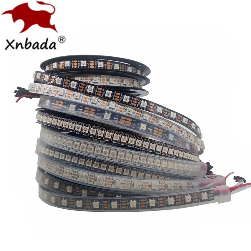 DC5V WS2812B Individually Addressable 5050 RGB Led Strip WS2812 Smart Led Light Black White PCB Wate