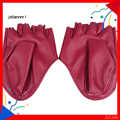[JM] Lady Fashion Faux Leather Half Finger Gloves Driving Pole Dancing Show Gloves