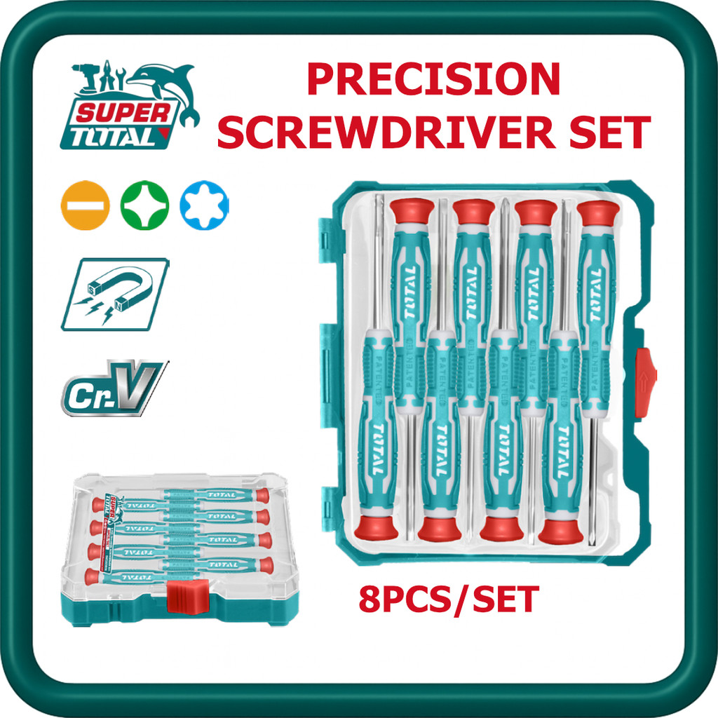 [ TOTAL ] (THT250826) ชุดไขควงแม่นยํา 8PCS SL2.0-3.0 PH000-T8