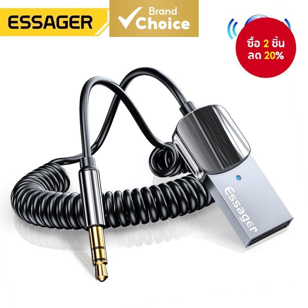 Essager อะแดปเตอร์รับสัญญาณเสียงไร้สาย Bluetooth 5.0 Aux Usb ถึง 3.5 มม. แฮนด์ฟร