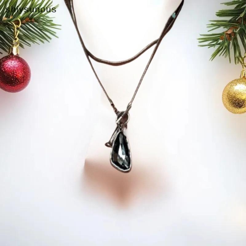 [shiysunous] ใหม่สร้อยคอยาวหญิงฤดูหนาวเสื้อกันหนาวโซ่ไม่สม่ําเสมอจี้คริสตัล Charms สร้อยคอ Choker FF