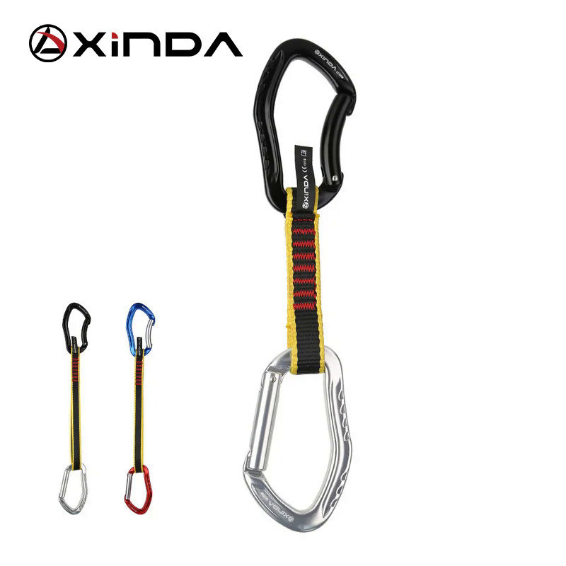 XINDA Profession Rock Climbing Quickdraw Sling Safety Lock Extenders Straight Bent Carabiner Mountai