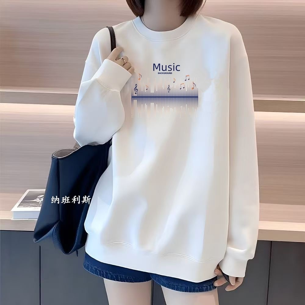 เสื้อแขนยาวลายรอบคอดีไซน์เกาหลี สไตล์ใหม่สำหรับฤดูใบไม้ผลิและใบไม้ร่วง สวมใส่ง่ายและสบาย