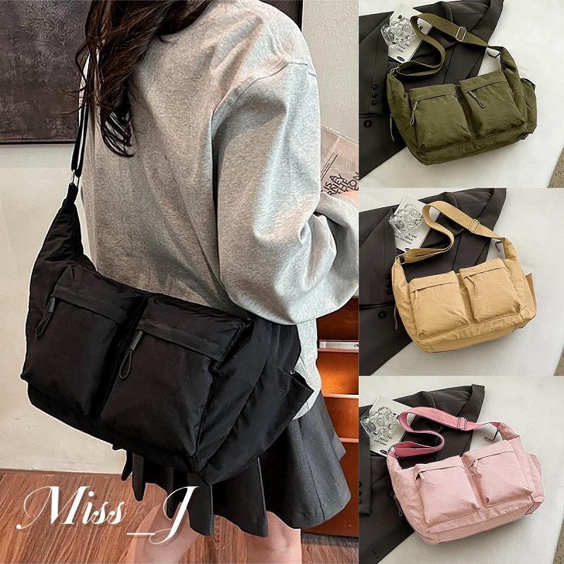 Miss_J พร้อมส่งจากกทม🎀กระเป๋าผ้าแคนวาสสไตล์เกาหลี Unisex ความจุใหญ่ หลายช่อง สำหรับทำกิจกรรมกลางแจ้ง