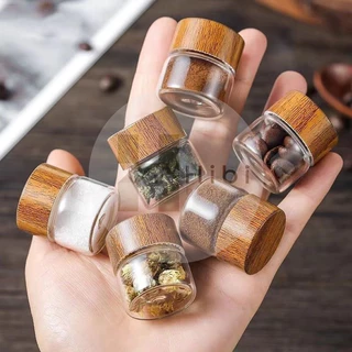 ขวดแก้วจิ๋ว10ml , 30ml ขวดแก้วฝาลายไม้ สไตล์มินิมอลญี่ปุ่น เหมาะสำหรับเครื่องปรุง ใบชา พริก เครื่องครัว