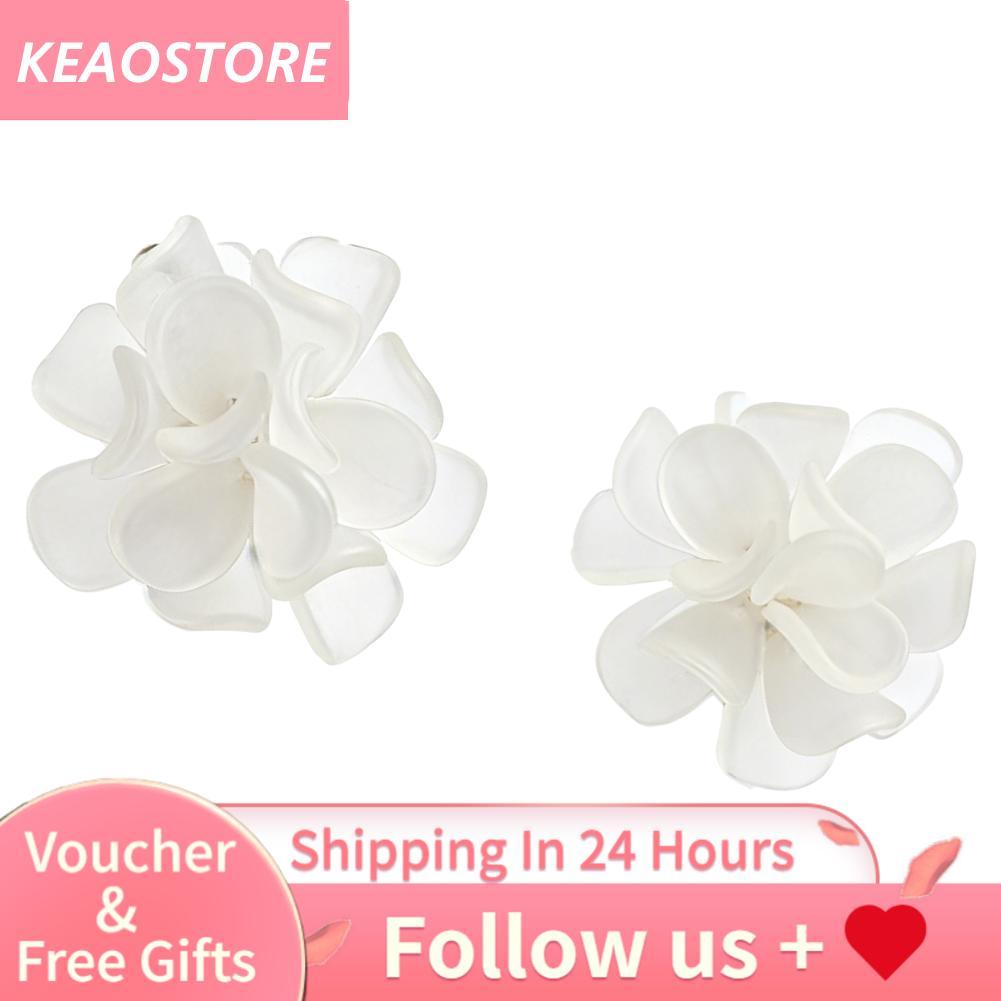 Keaostore-th Keaostore-th HETHLIF ต่างหูแฟชั่นอะคริลิค Simple Retro Eardrop สีเงินสำหรับผู้หญิงสาวปั