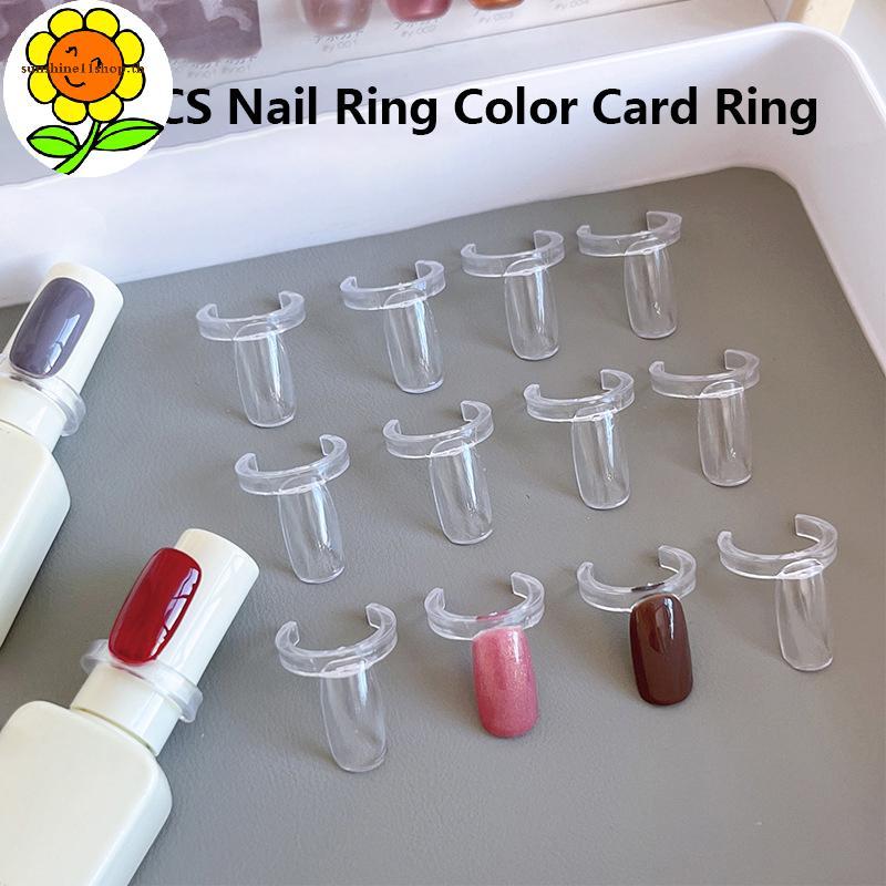 SUNSHOP 50 ชิ้นโปร่งใสแหวนแสดงเล็บ DIY สีแหวนเล็บสีการ์ดจอแสดงผลแหวนสําหรับเล็บเครื่องมือ TH
