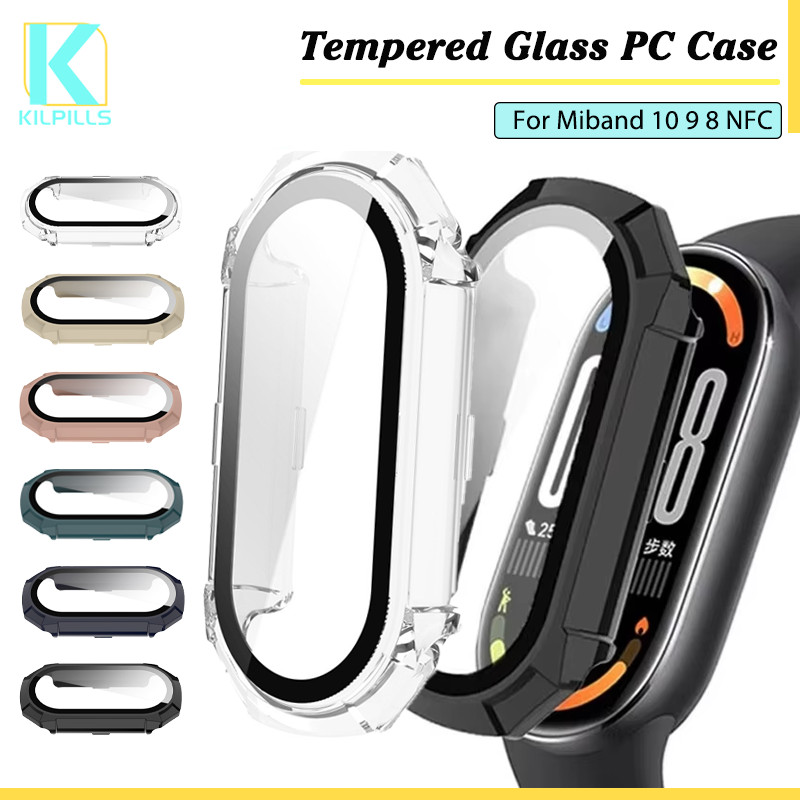 กรณีพีซีแก้วนิรภัย for Smartwatch Mi Band 10 9 8 NFC กันชนครอบคลุมเต็ม อุปกรณ์ปกป้องหน้าจอ for Xiaomi Miband 10 9 8