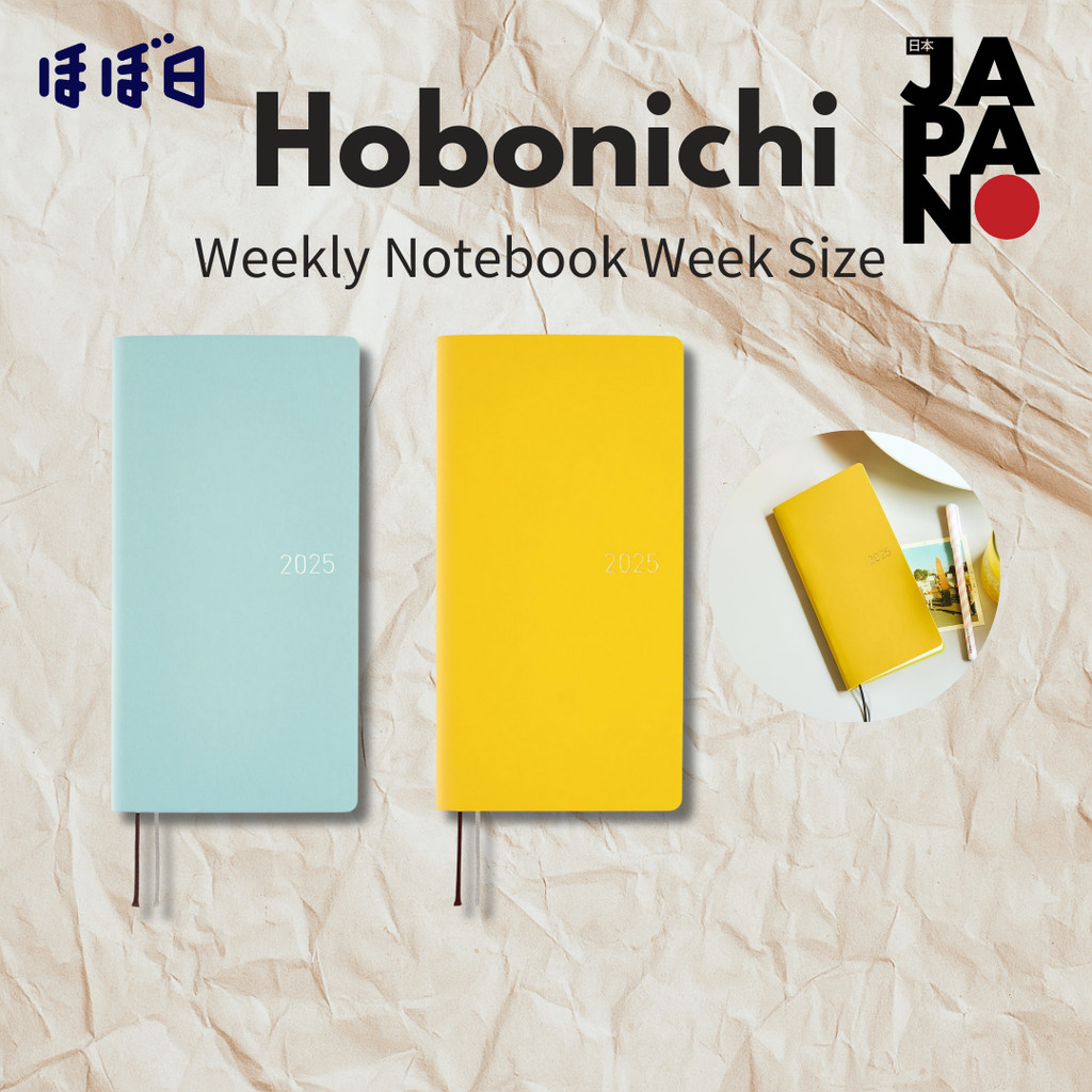 Hobonichi Techo 2025 Weeks Smooth/Vanilla Soda January Start Weekly Planner Weekly Left Slim Vertica