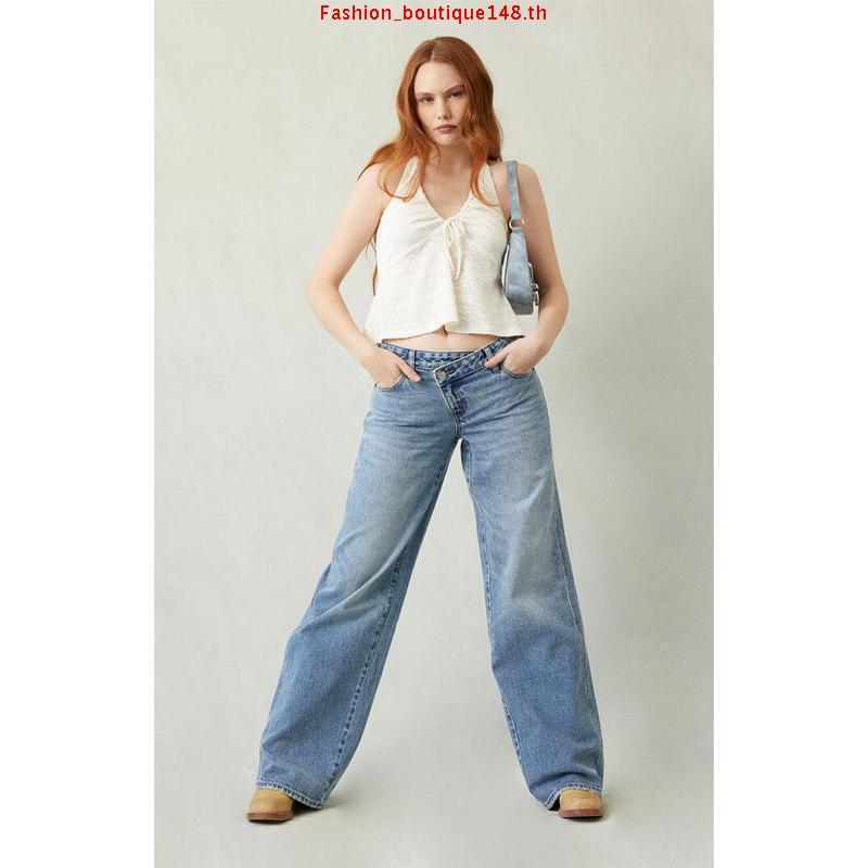 Mc jeans กางเกงยีนส์ผู้หญิง ขากว้าง ทรงไวด์เลค (Wide Leg) สียีนส์ฟอกอ่อน MFWZ223