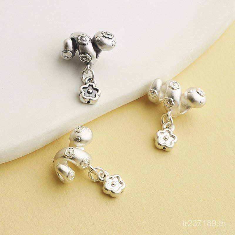 อุปกรณ์เสริมสร้อยข้อมือลูกปัดเงินบริสุทธิ์ DIY ม้วน Zodiac งูเชือกถัก 3D งู Spacer ลูกปัดดอกไม้ขนาดเ