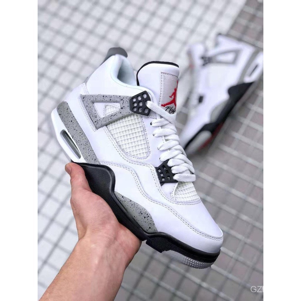 Jordan 4 AJ4 Retro White Cement ปี 2016 ไซส์ UK12 รองเท้าบาสเก็ตบอลสีขาวสีเทา