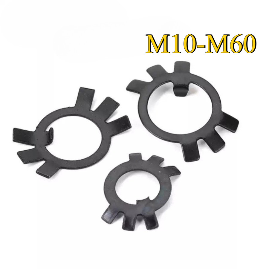 ปะเก็นตรวจสอบสีดําหยุดปะเก็นเหล็กสีดําหกกรงเล็บกษัตริย์ล็อคแผ่น M10-M60 KZP-MB